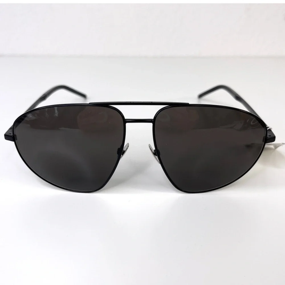 SAINT LAURENT Classic Aviator Sunglasses NEW 60mm Black Polarized